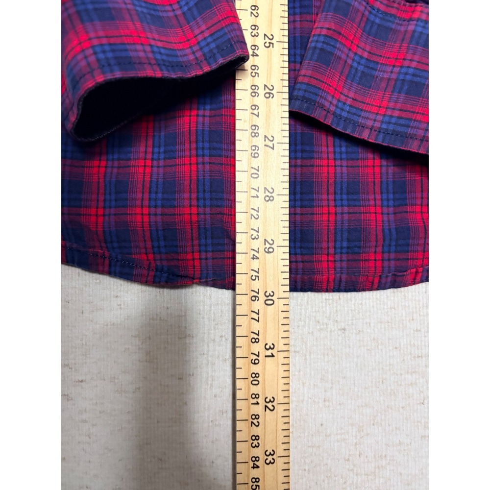 Engbers Mens Slim Fit Plaid Button Down Shirt Red Blue Grand Tour Size M 39/40 - Picture 8 of 8
